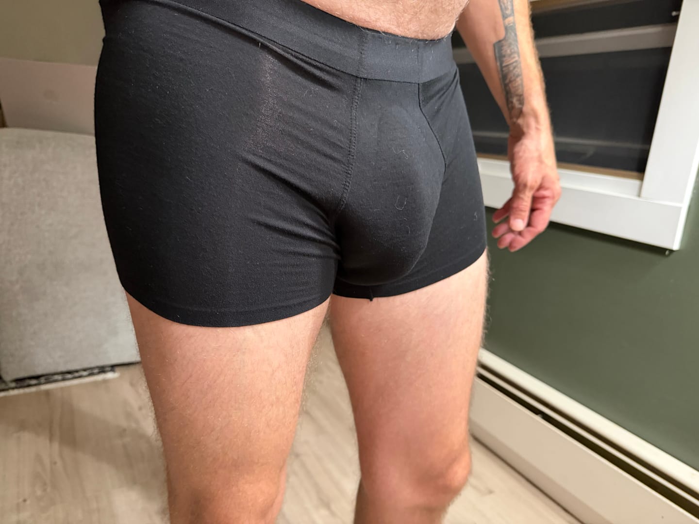 Customer photo review of Men's Seamless Trunks with Organic Latex Support Cup