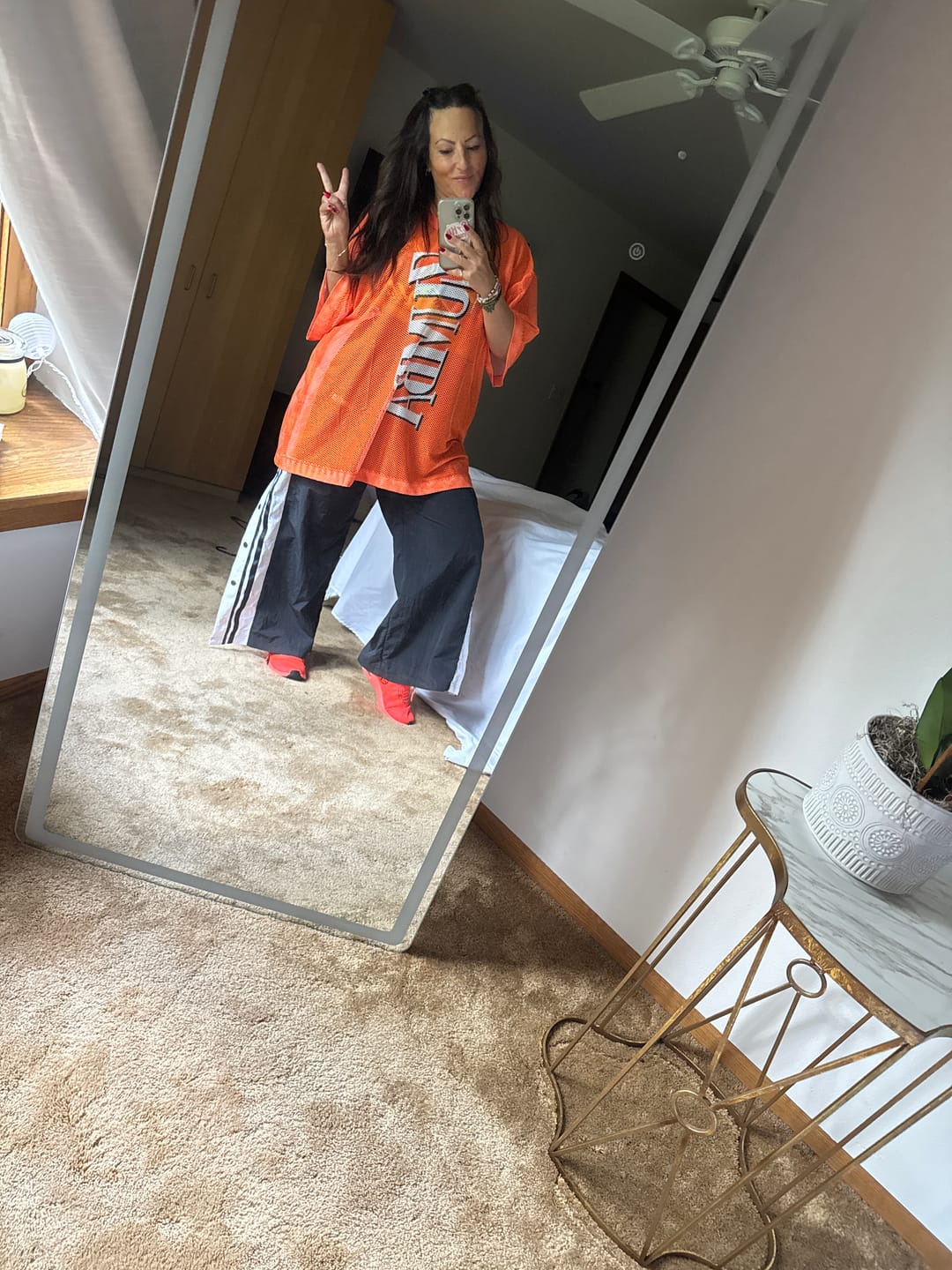 Customer photo review of Dale-Z Oversized Mesh V-Neck Top