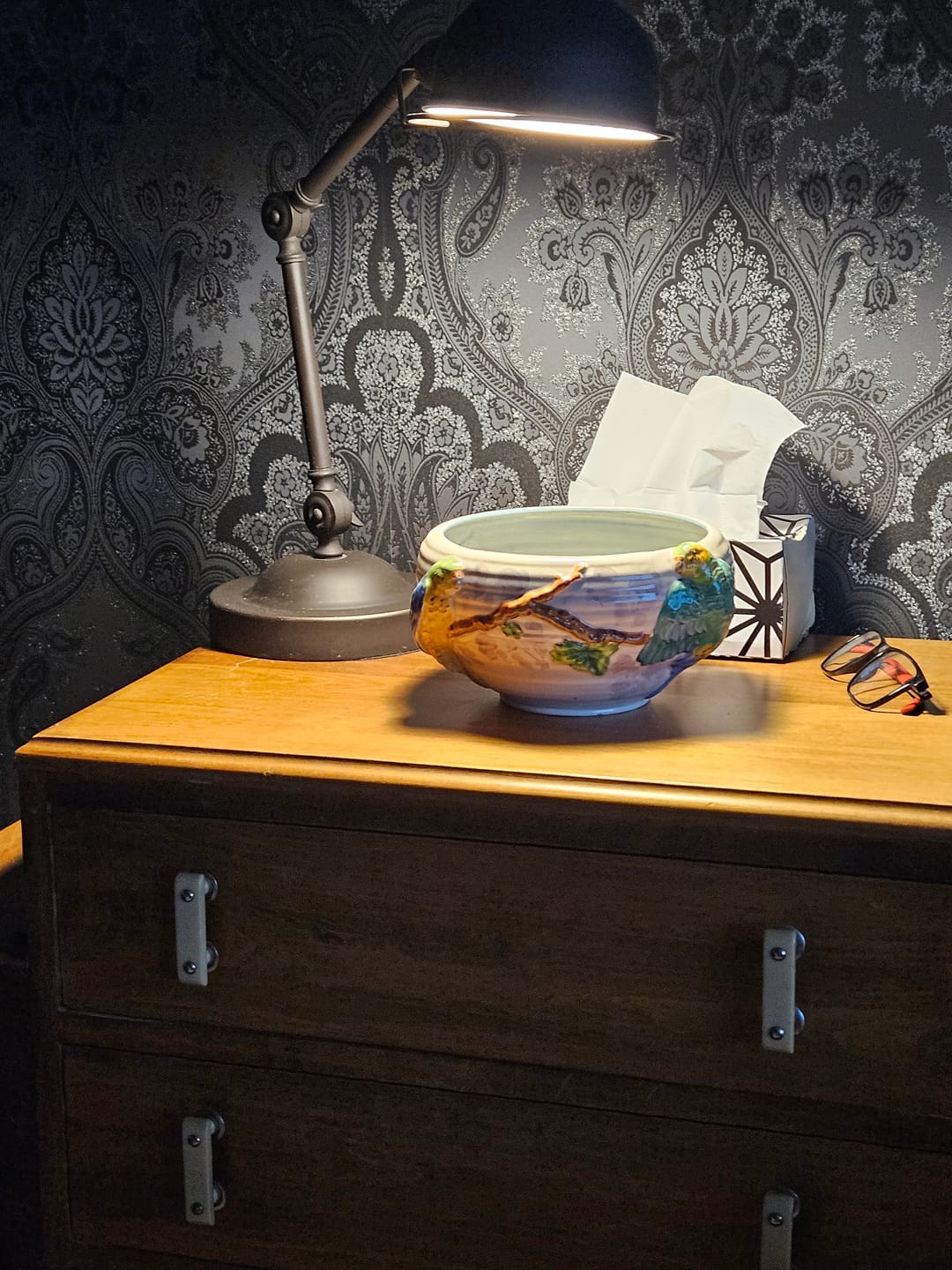 Customer photo review of Damask Wallpaper - Black Silver - EXTRA WIDE