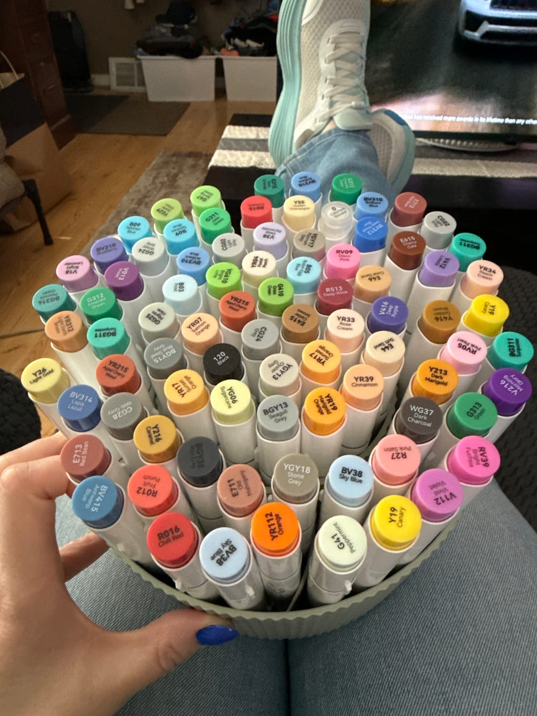 Customer photo review of Ohuhu Honolulu 104 Colors Dual Tips Alcohol Art Markers (New Color Codes)