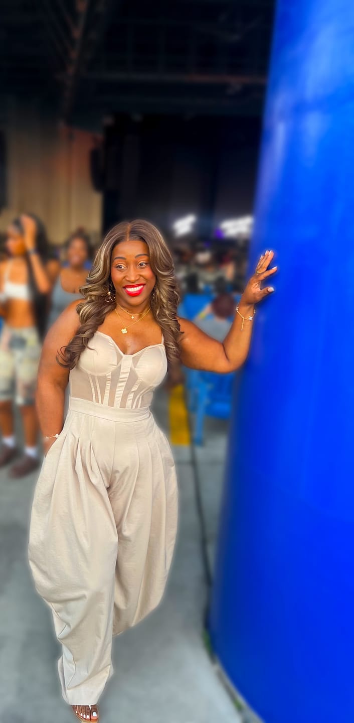 Customer photo review of Ovela Sheer Corset Jumpsuit