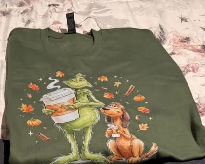 Customer photo review of Fall Vibes & Pumpkin Spice Sweatshirt