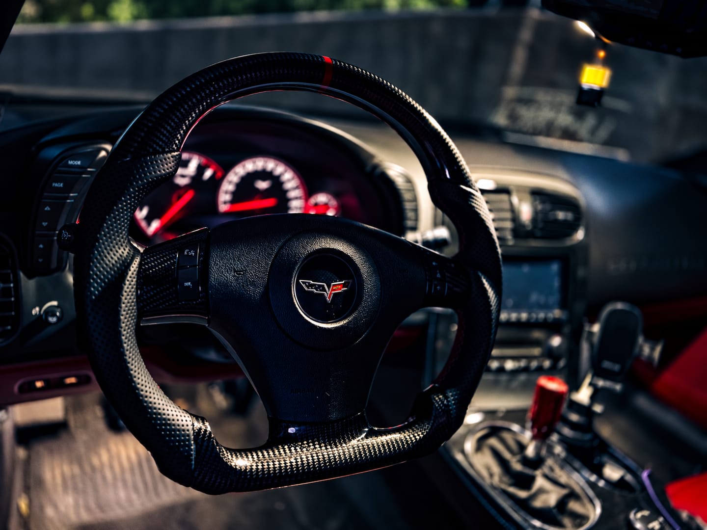 Customer photo review of Genuine Carbon Fiber Steering Wheel With Button Trim For C6 Corvette 2006-2011