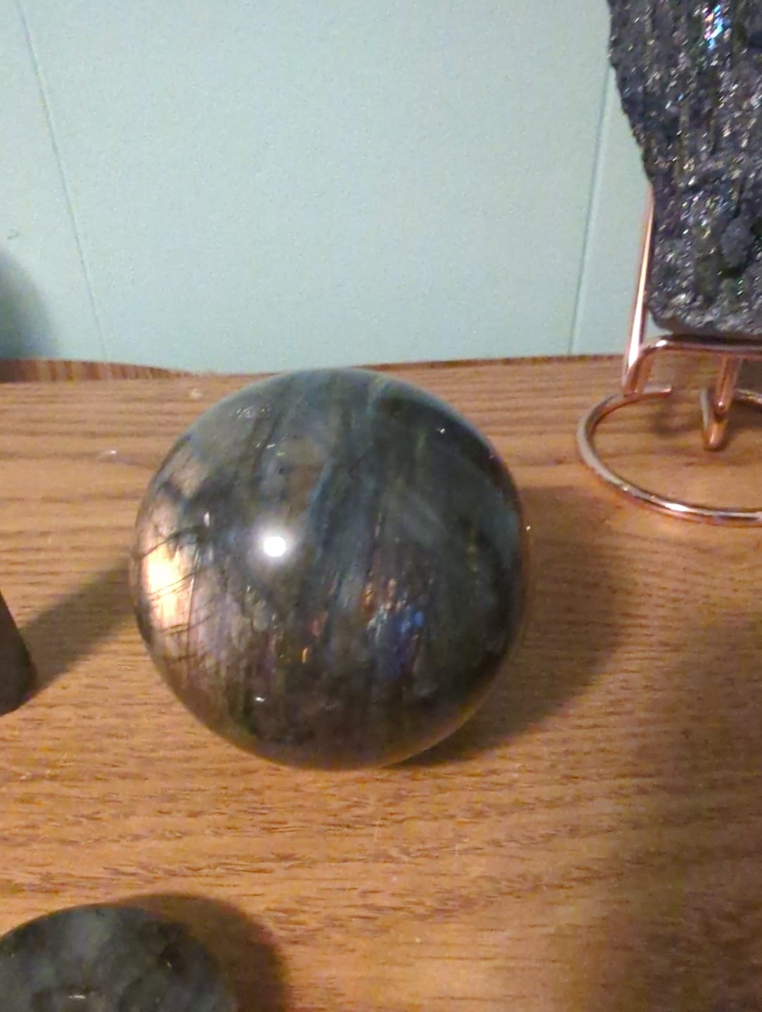 Customer photo review of Unique,Natural Crystal Labradorite Sphere