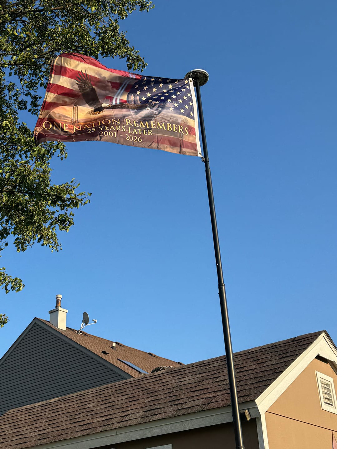Customer photo review of One Nation Remembers -  25 Years Later Flag