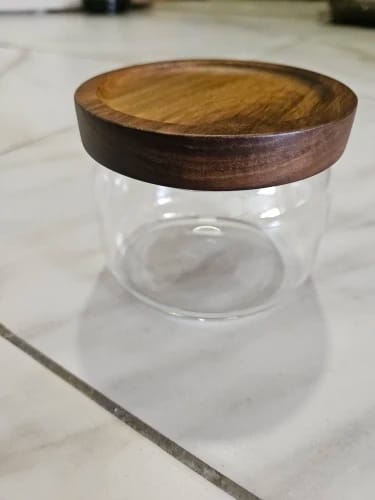 Customer photo review of Airtight Glass Canister with Wood Lid — Kitchen Storage Jar