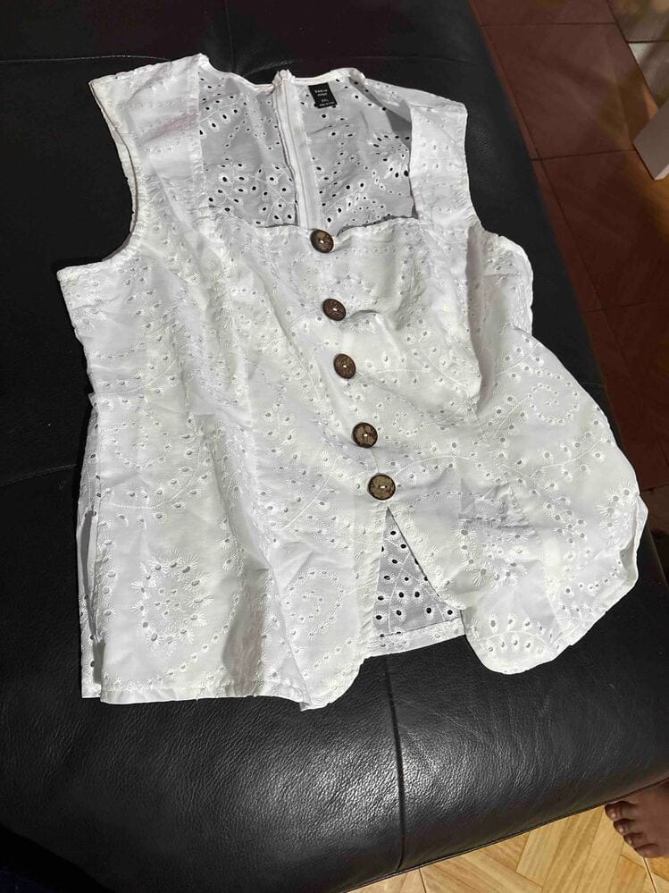 Customer photo review of Ninonine "Seraphina" | Embroidered Eyelet Square-Neck Top