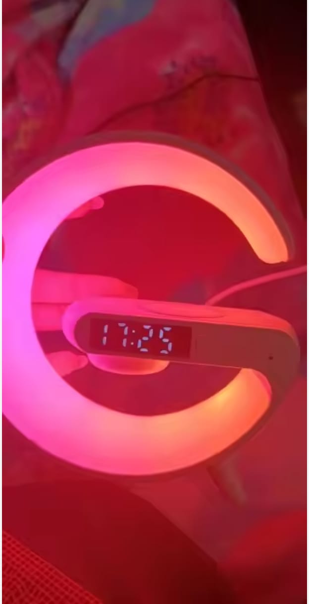 Customer photo review of Sol 3-in-1 Bluetooth Alarm Clock | Wireless Charger & LED Nightstand Speaker