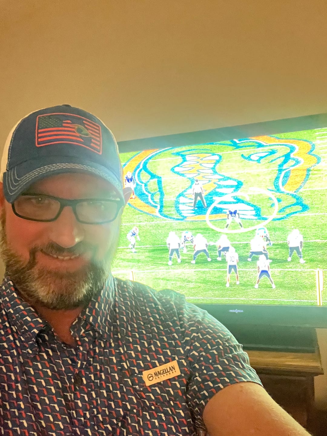 Customer photo review of Richardson 111 Blue FL Performance Trucker Hat