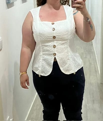 Customer photo review of Ninonine "Seraphina" | Embroidered Eyelet Square-Neck Top