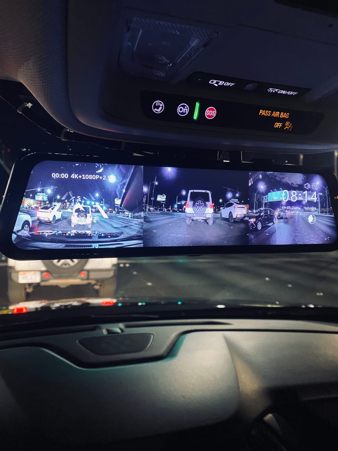 Customer photo review of WOLFBOX G900TriPro Bumper Version 3 Channel Rearview Mirror