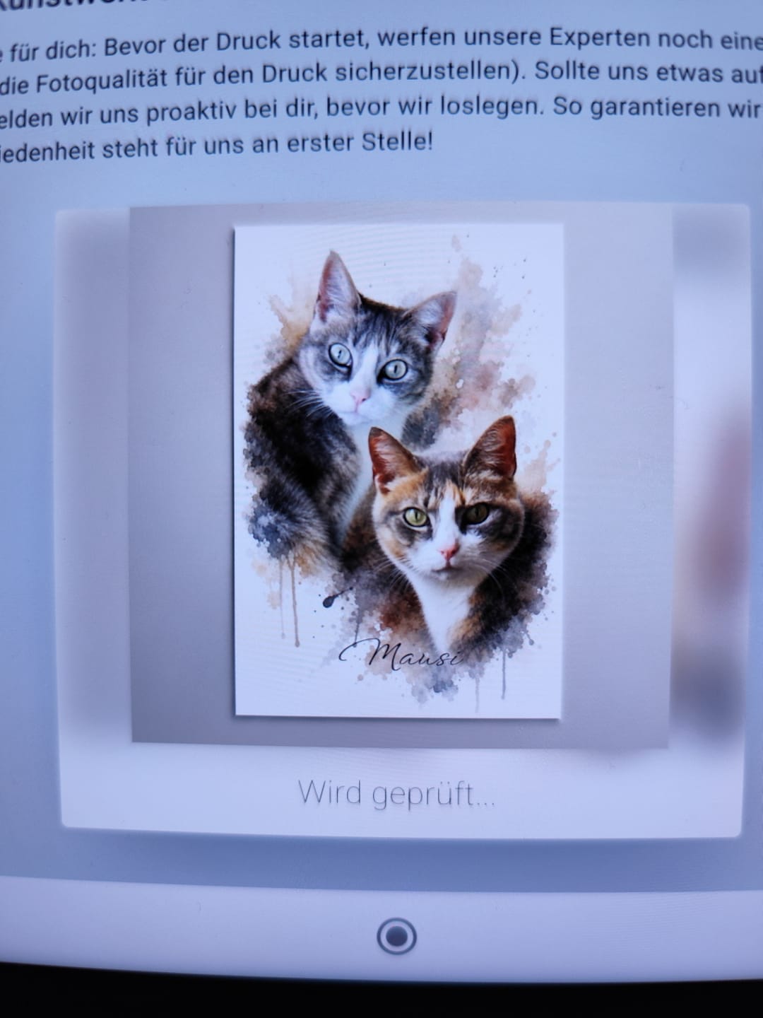 Customer photo review of Dein Haustier als Kunstwerk – mit Live-Vorschau, als Poster oder Leinwand
