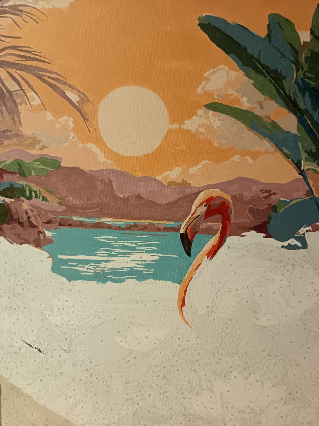 Customer photo review of Sunset Flamingo | Paint by Number