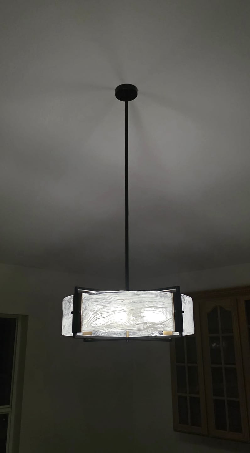 Customer photo review of Modern 6-Light Cloud Glass Drum Pendant Chandelier