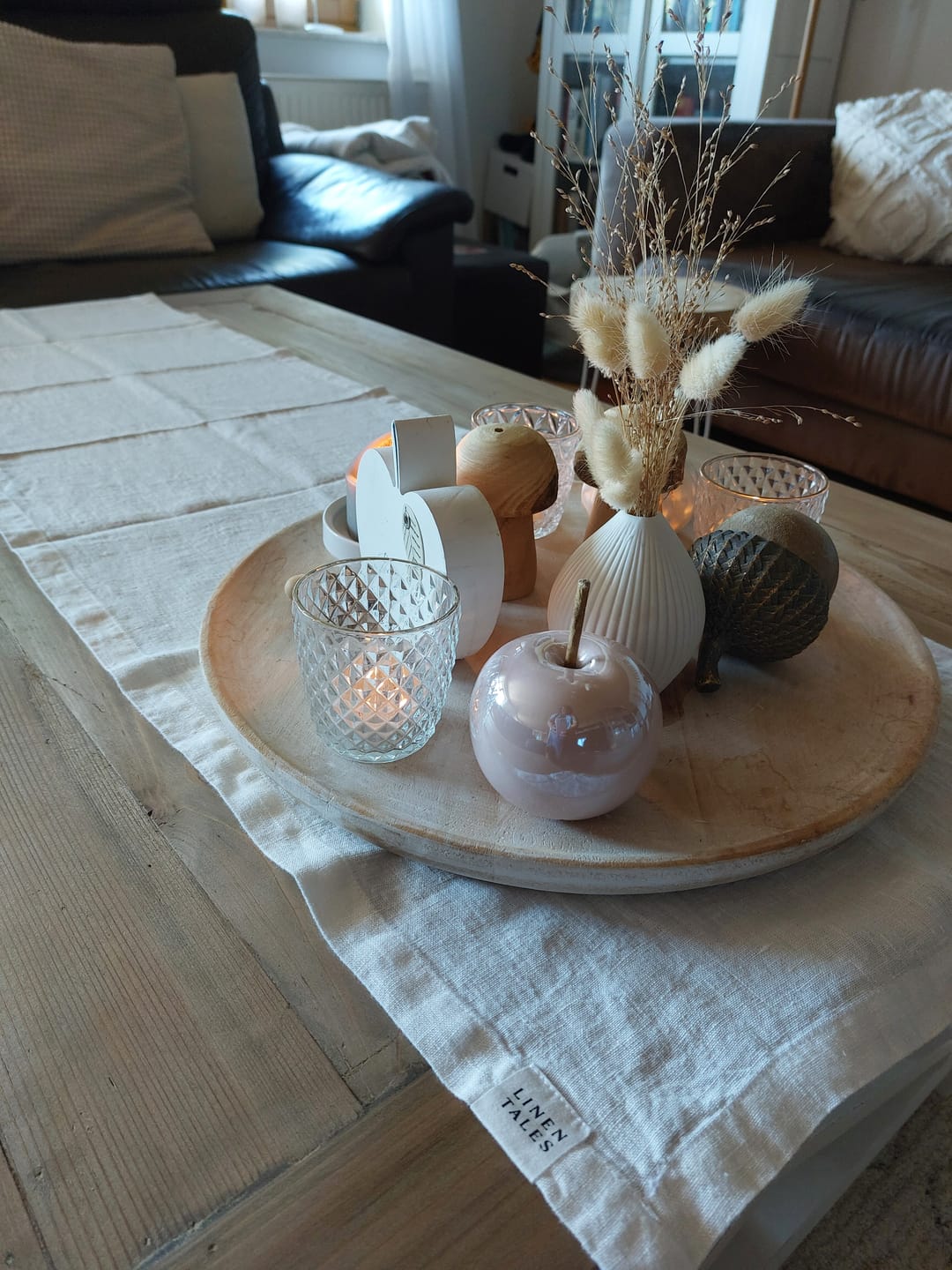 Customer photo review of Leinen-Tischläufer, Off-White