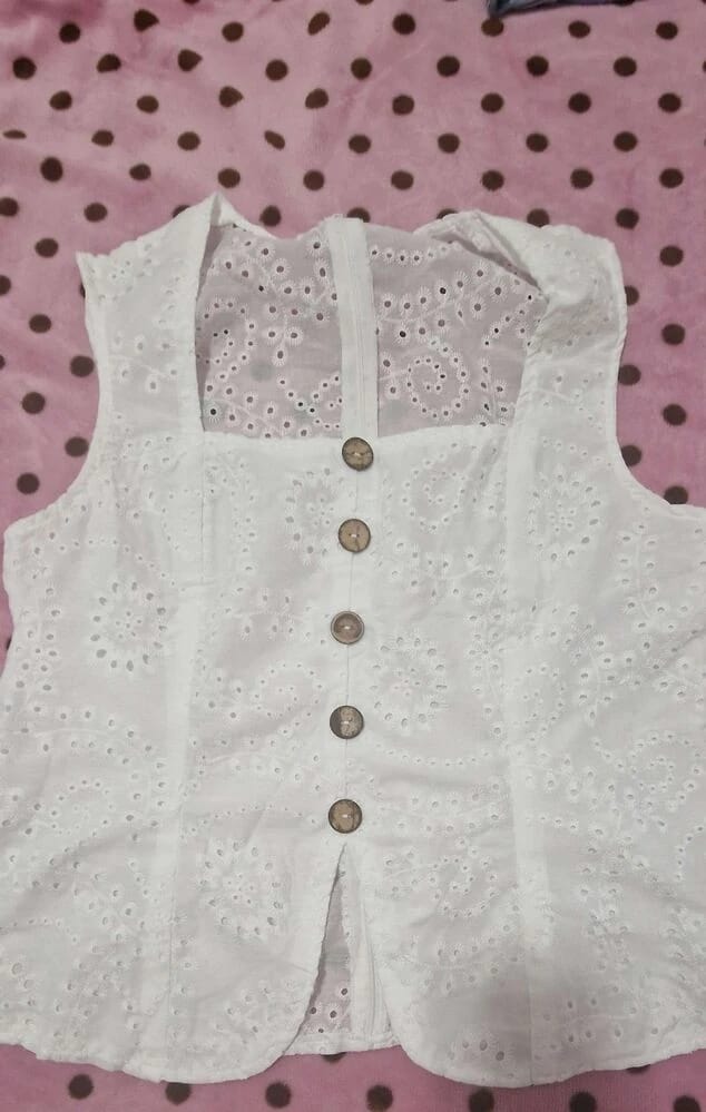 Customer photo review of Ninonine "Seraphina" | Embroidered Eyelet Square-Neck Top