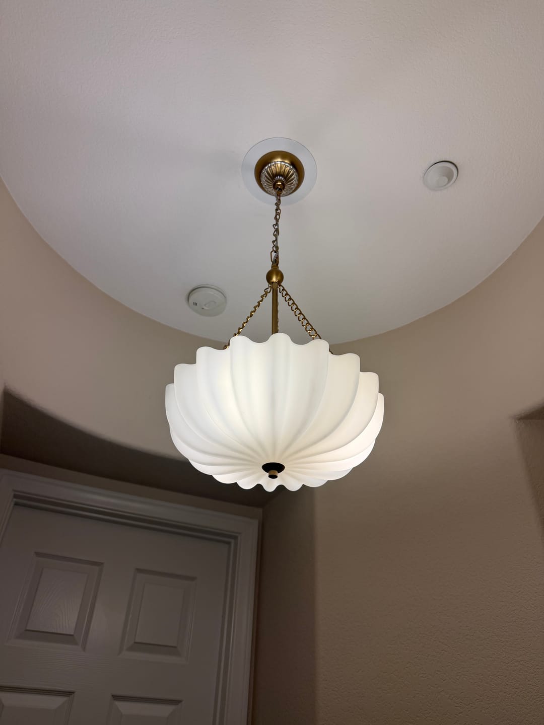 Customer photo review of Modern 3-Light Milky White Daisy Glass Chandelier