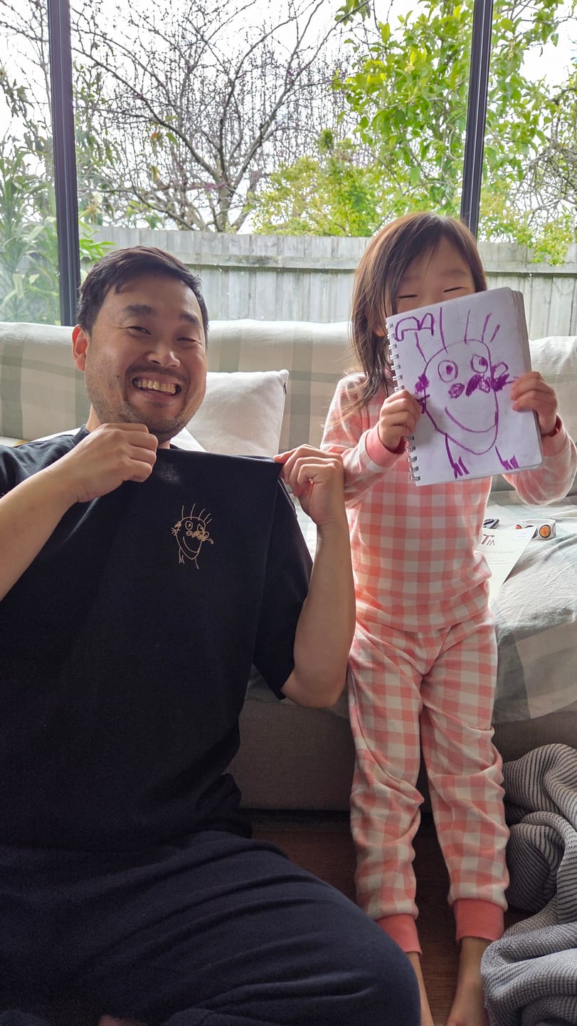 Customer photo review of CUSTOM Men's Heavyweight Kid's Drawing T-Shirt