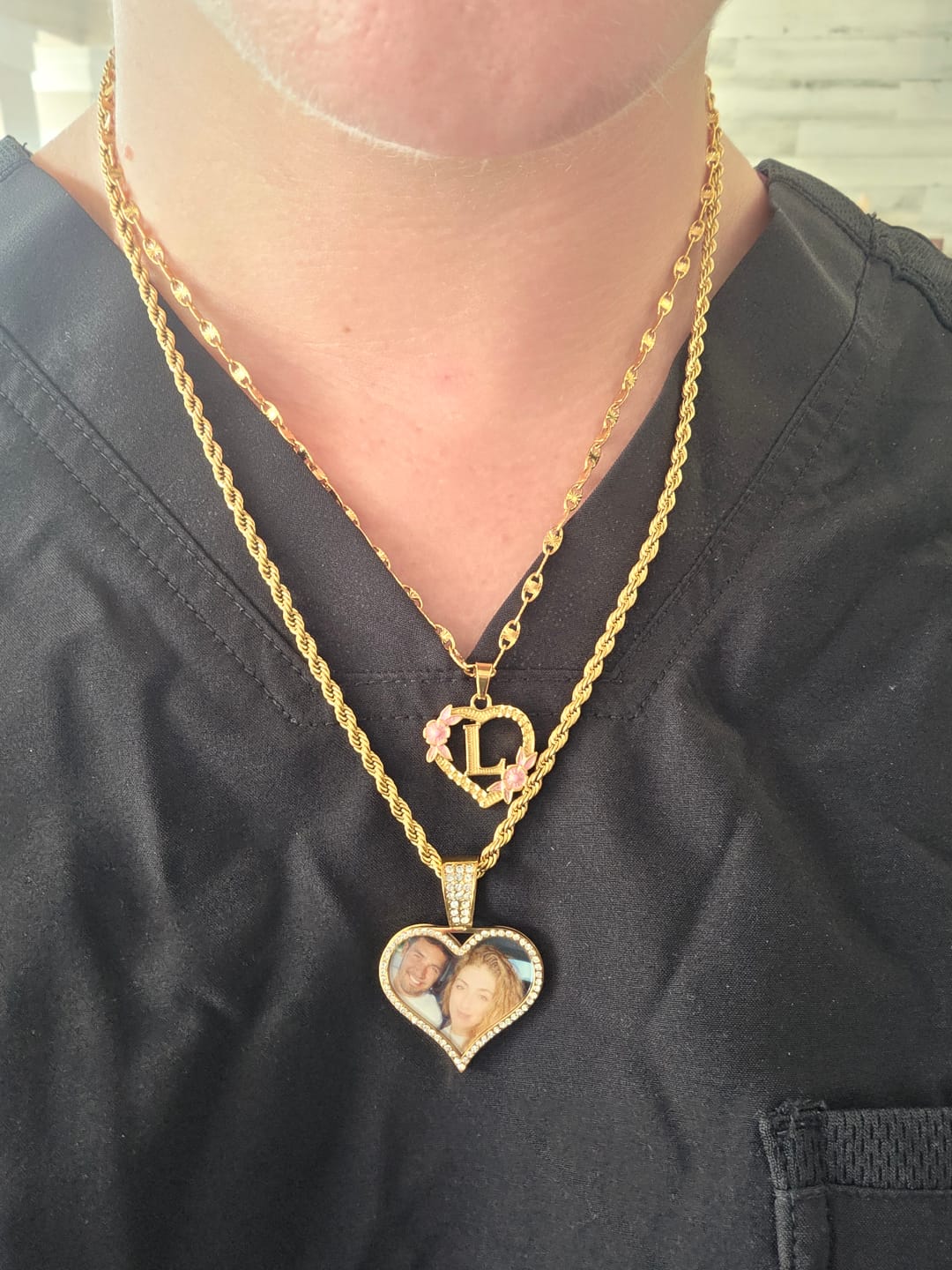 Customer photo review of Iced Photo Pendant w/ Rope Chain