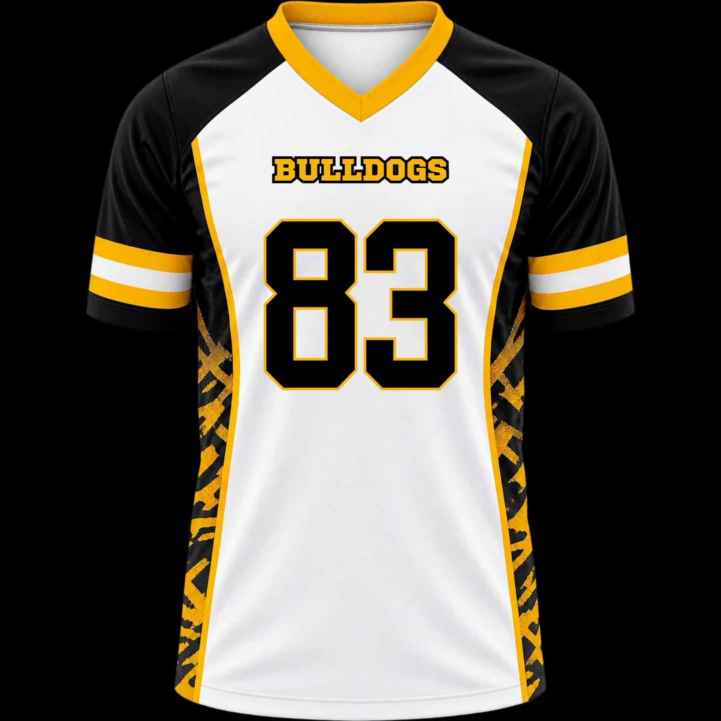 Customer photo review of Custom White Black-Yellow Raglan Sleeves Personalized Side Pattern Authentic Football Jersey