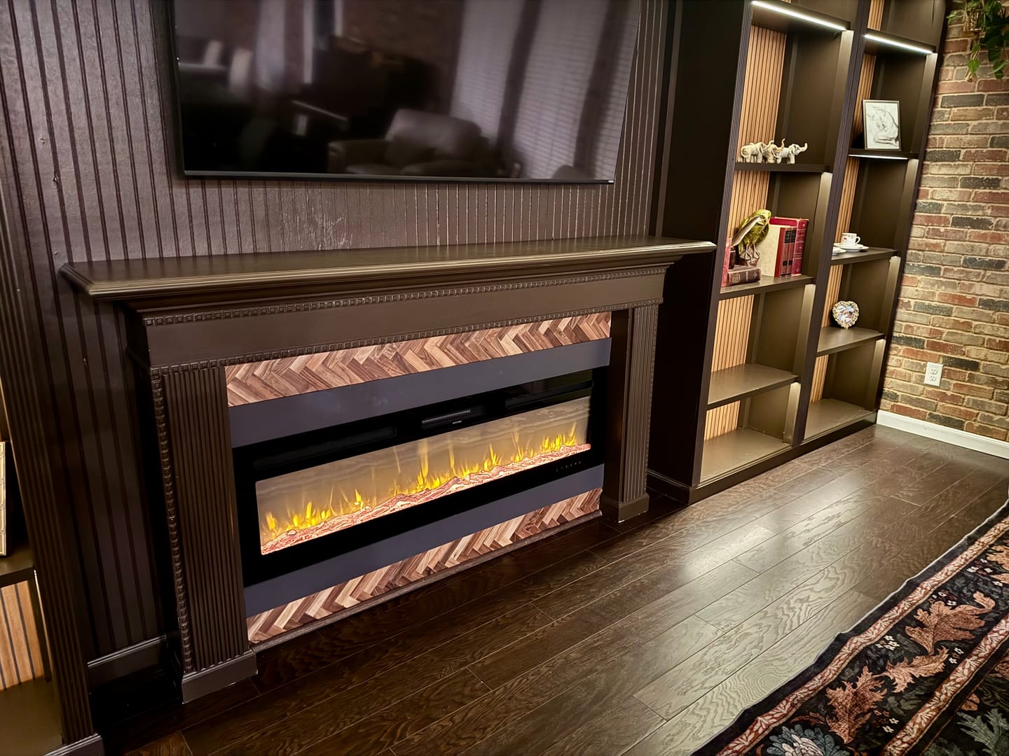 Customer photo review of Natural Walnut 3D Herringbone Panels