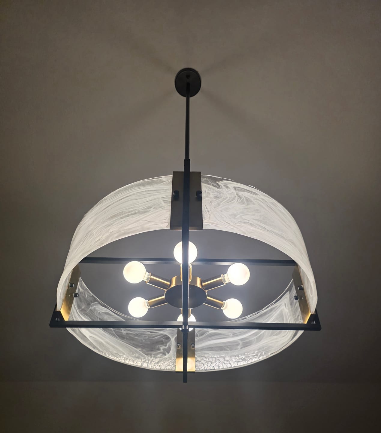 Customer photo review of Modern 6-Light Cloud Glass Drum Pendant Chandelier