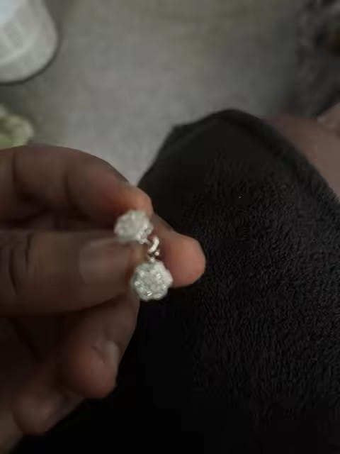 Customer photo review of 925 Silver VVS Moissanite Diamond Double Layers Cluster Studs Earrings Screw Back