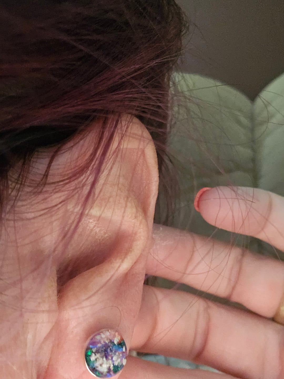 Customer photo review of Opal Stud Earrings with Infused Cremation Ash