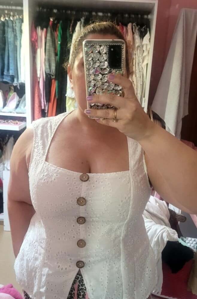 Customer photo review of Ninonine "Seraphina" | Embroidered Eyelet Square-Neck Top