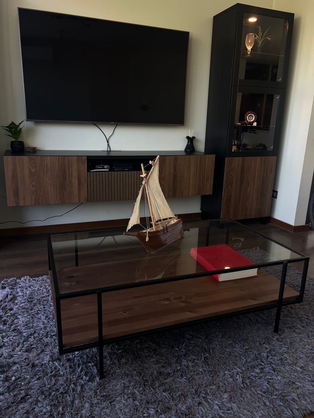 Customer photo review of Mesa de centro Doble Nivel Glass Toffee Negro