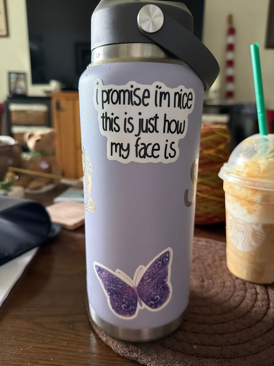 Customer photo review of I Promise I'm Nice This Is Just How My Face Is Text Sticker
