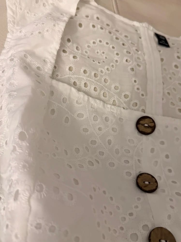 Customer photo review of Ninonine "Seraphina" | Embroidered Eyelet Square-Neck Top