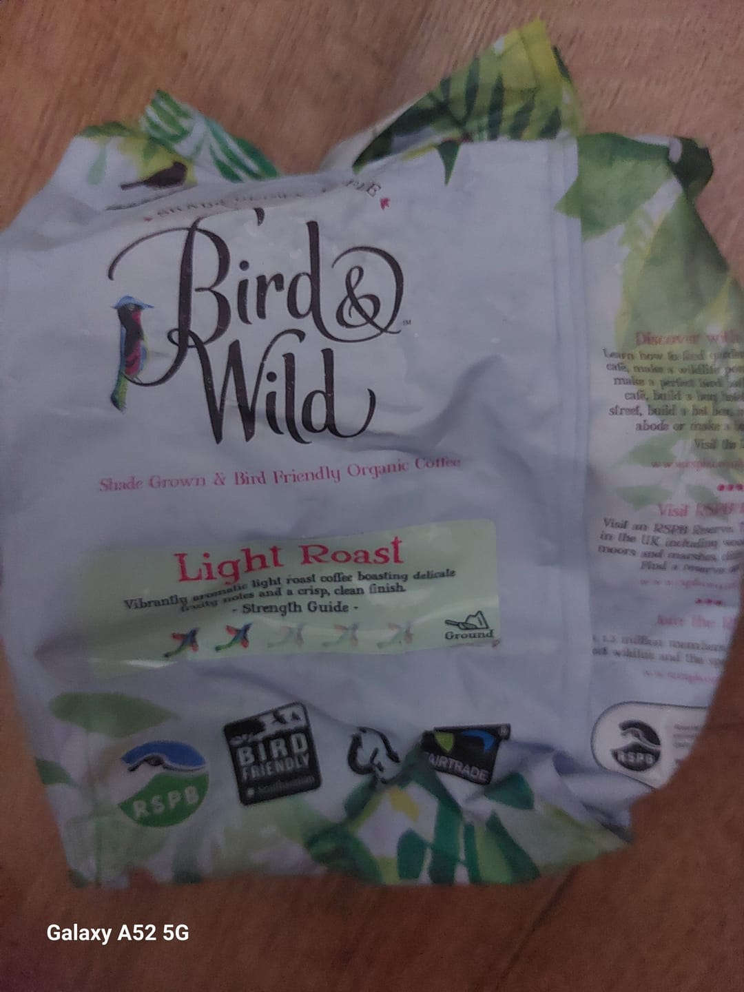 Customer photo review of Light Roast Fairtrade Organic Beans & Ground - 200g, 1kg