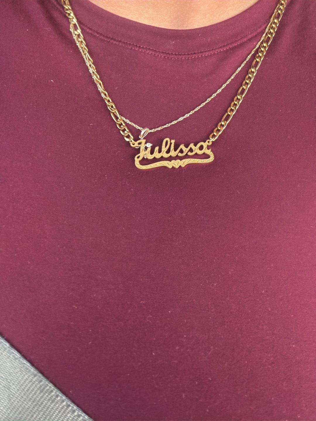 Customer photo review of Diamond Cut Heart Name Necklace