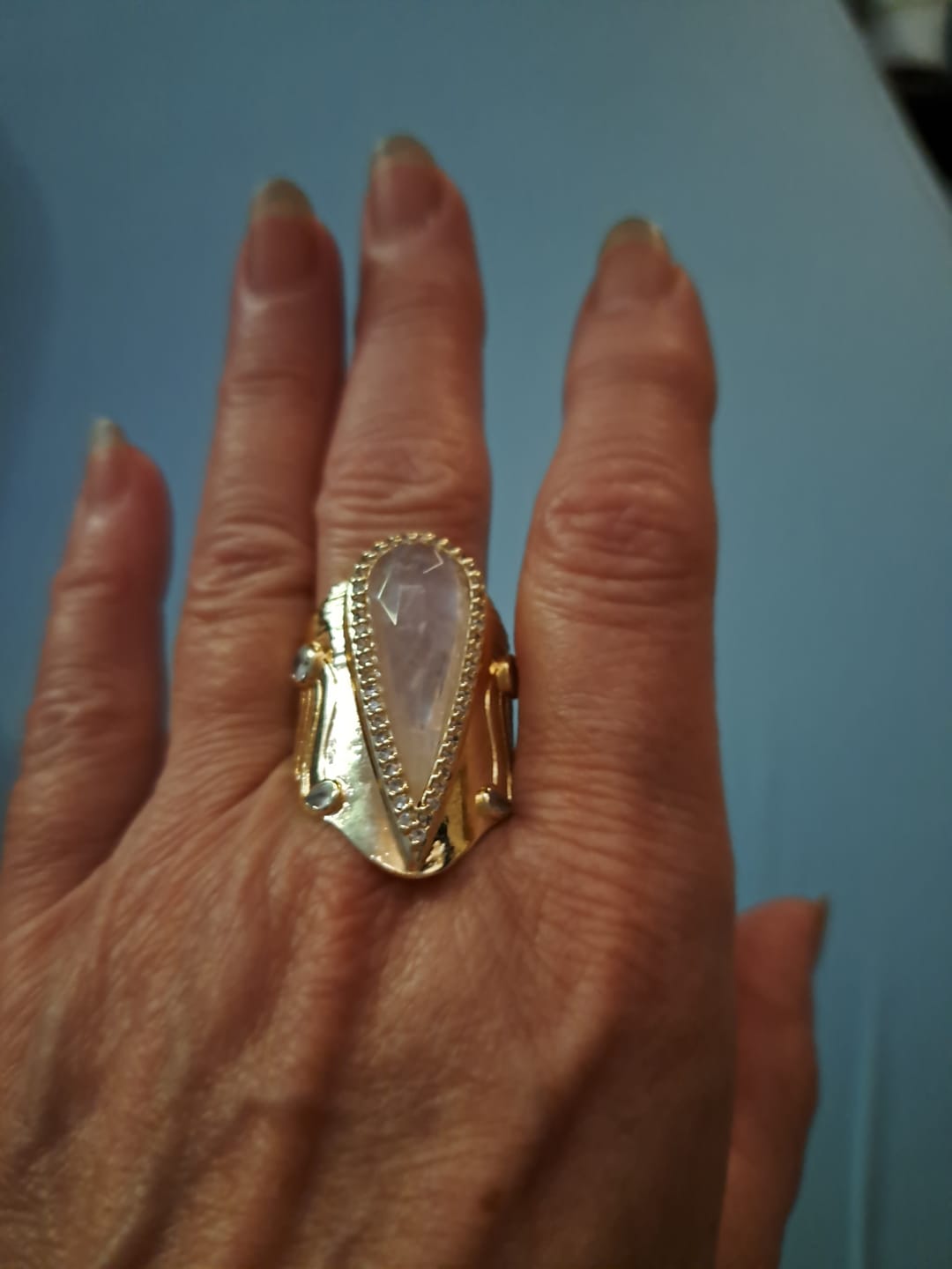 Customer photo review of Iconic Teardrop Halo Ring
