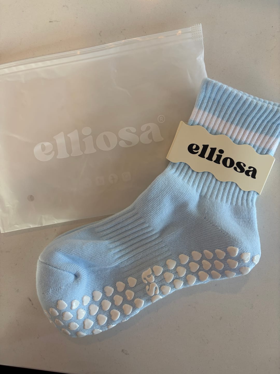 Customer photo review of Grip Stripes - Baby Blue
