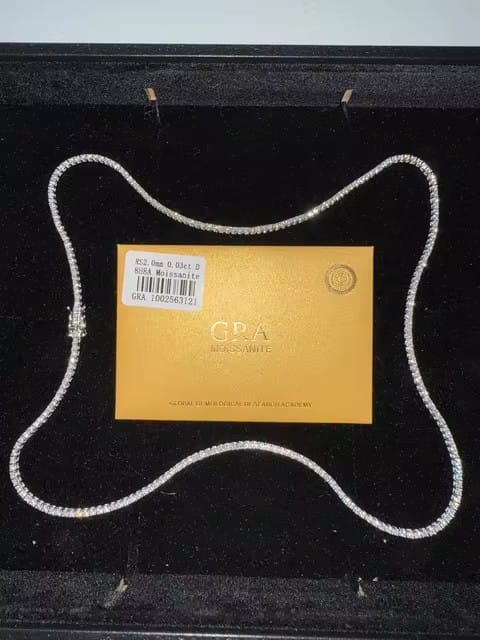 Customer photo review of 2mm 3mm 4mm 5mm 6.5mm Moissanite Tennis Necklace, 925 Silver Gold-Plated
