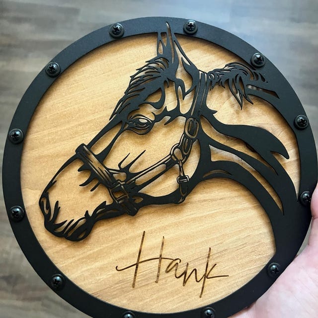 Customer photo review of Custom Pet Portrait, Metal & Wood Wall Plaque