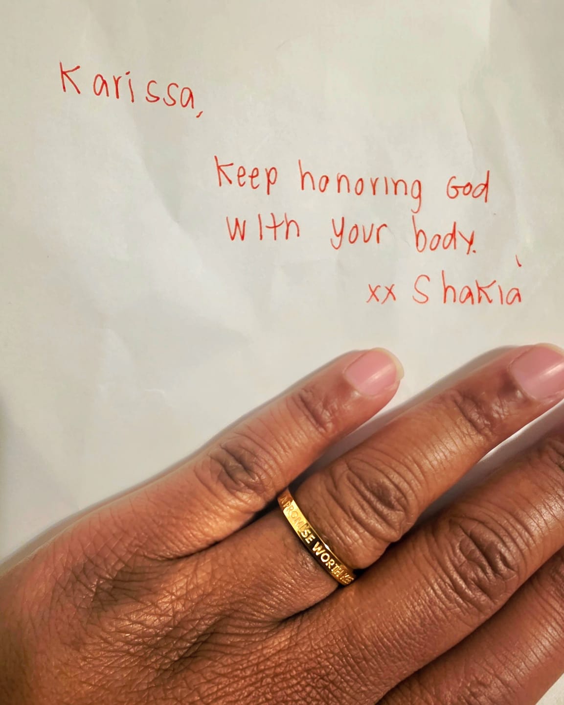 Customer photo review of A PROMISE WORTH KEEPING RING