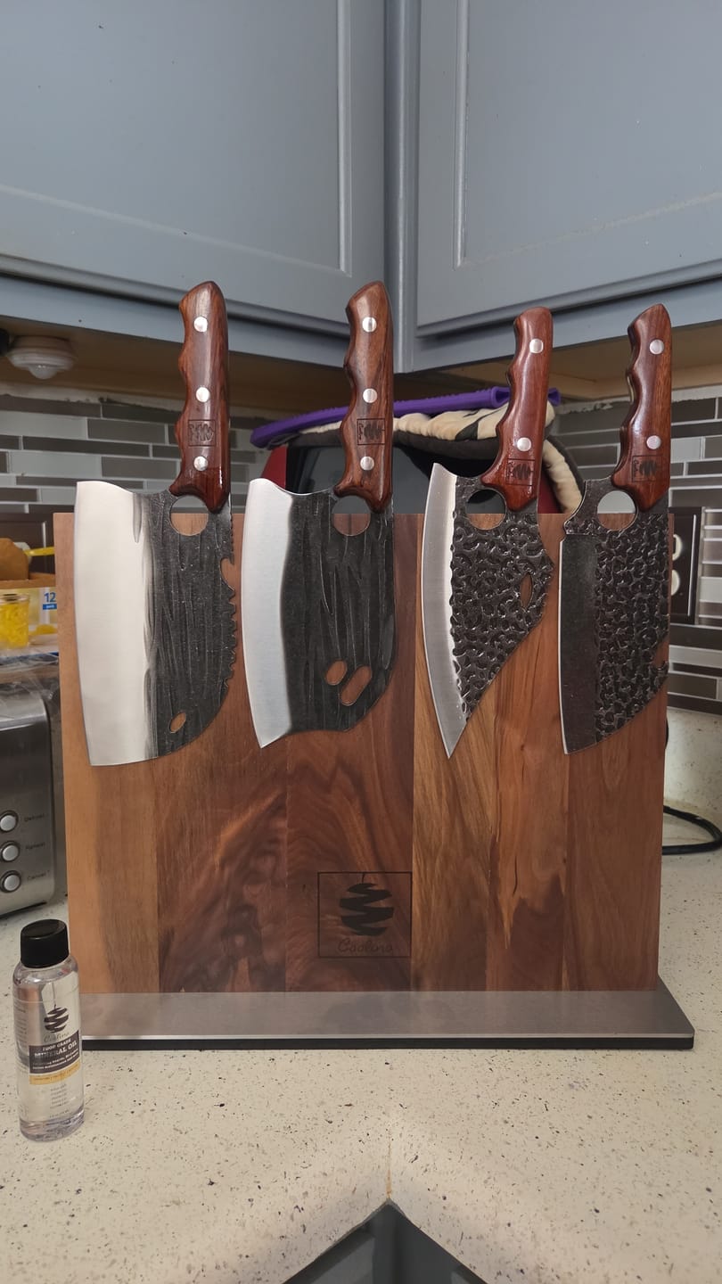 Customer photo review of FREE Walnut Magnetic Knives Holder