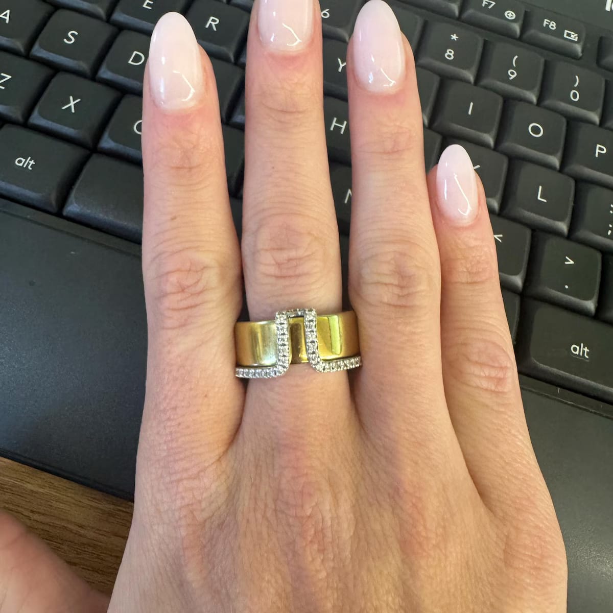 Customer photo review of Oura Ring Cover CZ Pave Band Sterling Silver Smart Ring Enhancer