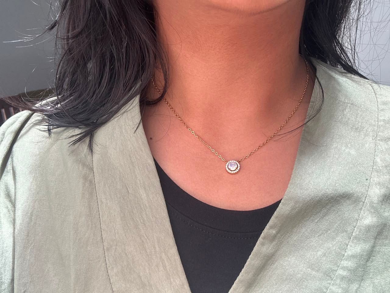 Customer photo review of Gold Monet Crystal Necklace