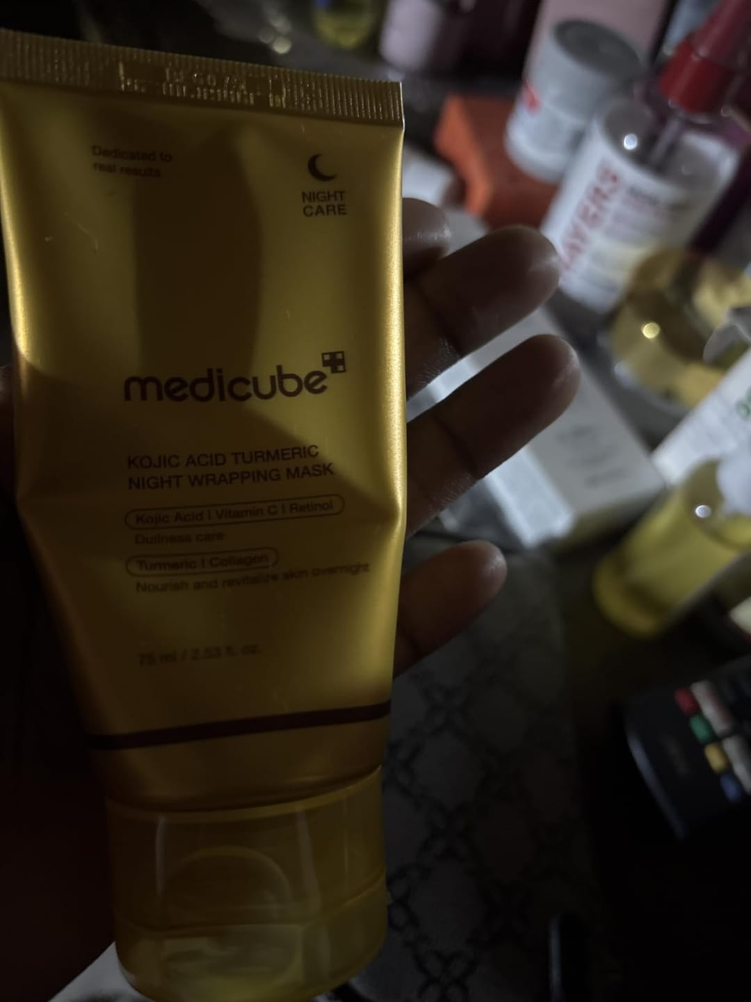 Customer photo review of Kojic Acid Turmeric Night Wrapping Mask ℗