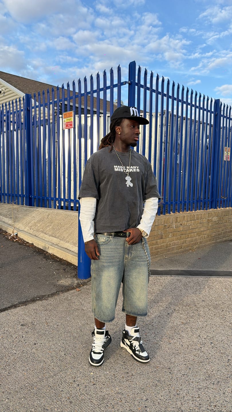 Customer photo review of Made Many Mistakes T-Shirt - Charcoal