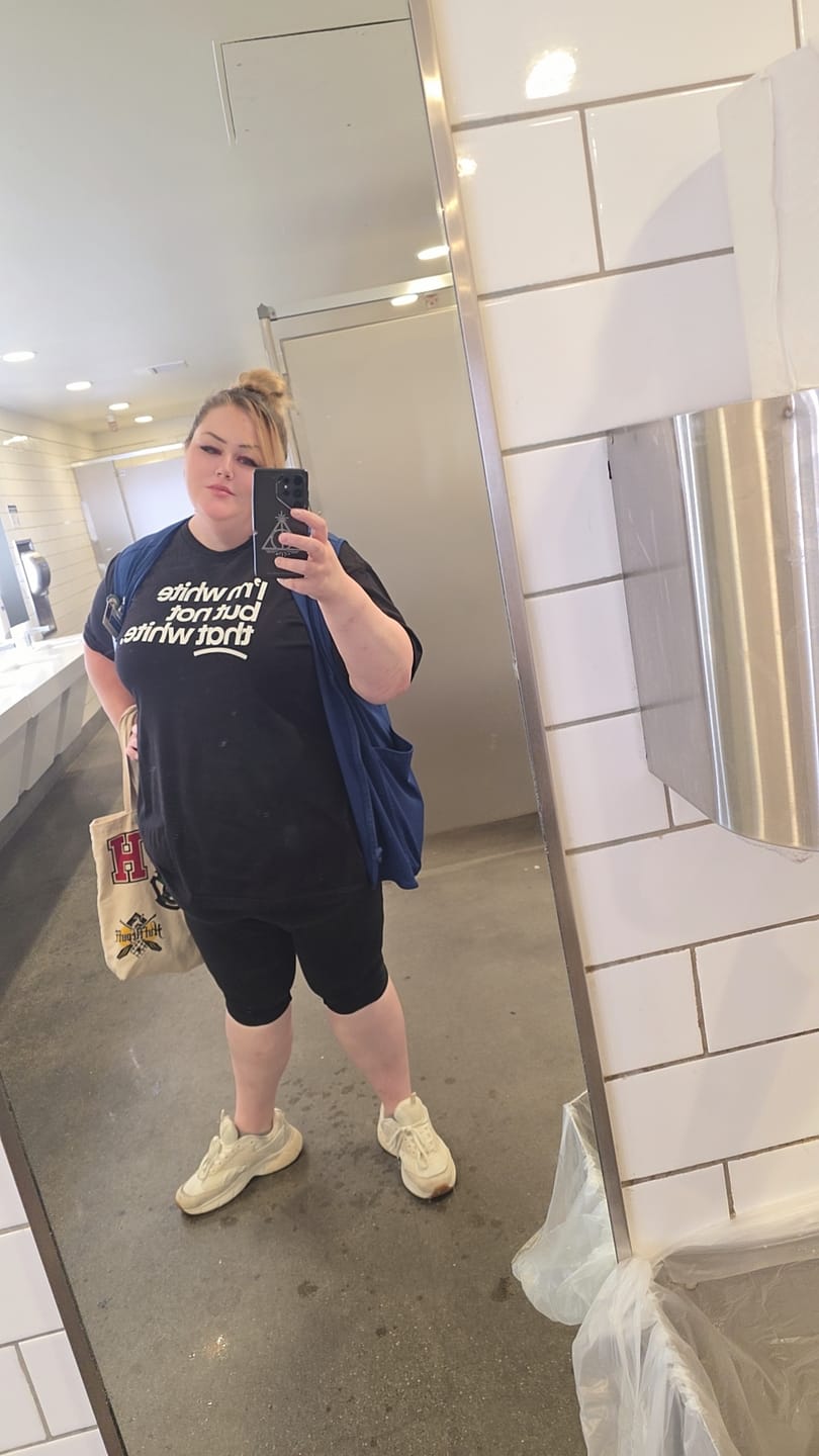Customer photo review of I’m white but not that white Unisex Tee