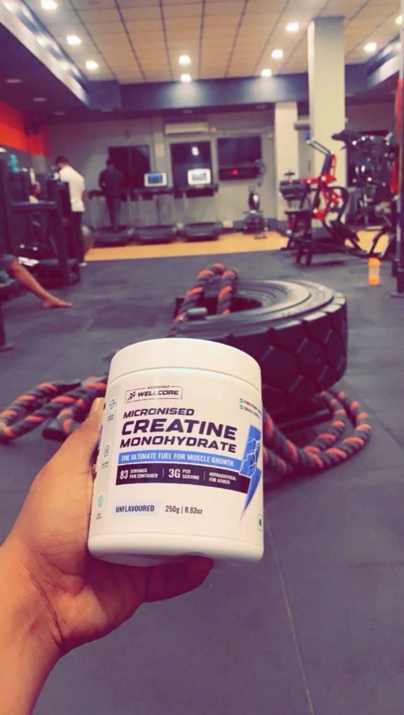 Customer photo review of Wellcore - Micronised Creatine Monohydrate (83 Servings, Unflavoured) + Premium Steel Shaker