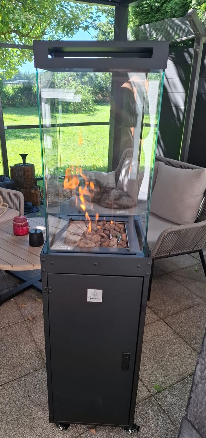 Customer photo review of Gartenzeit® Gas-Terrassenheizer mit Glaszylinder inkl. Abdeckung