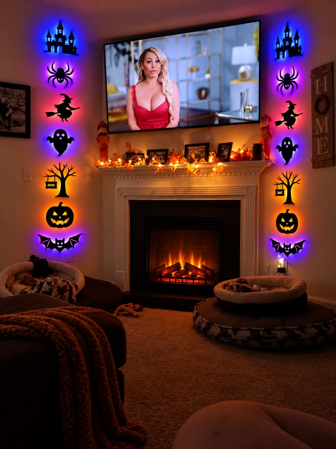 Customer photo review of Halloween LED Silhouette Wall Light Stickers