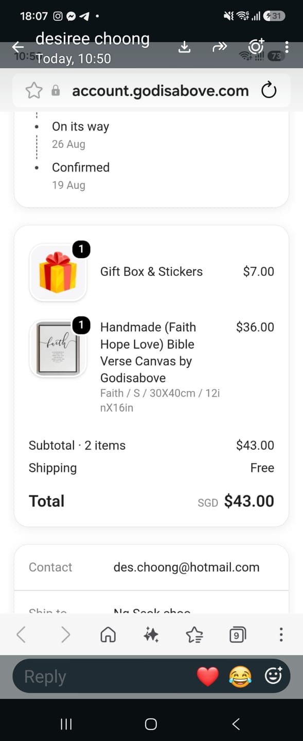 Customer photo review of Handmade (Faith Hope Love) Bible Verse Canvas by Godisabove