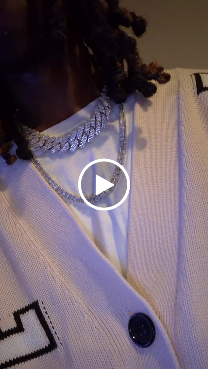 Customer video review of 20mm Diamond Monaco Chain - 14k White Gold